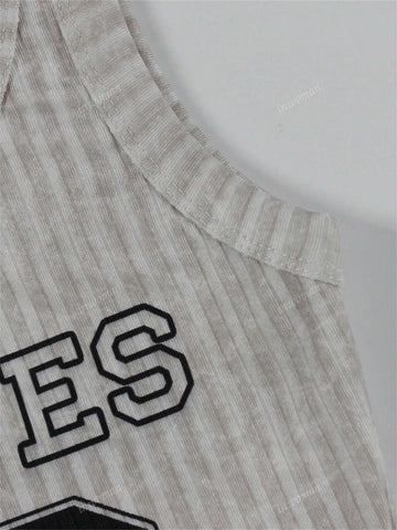 Summer Solid Color Letter Print Pit Strip Tight Spice Short Sleeveless Vest Top Pleated Skirt Suit Female