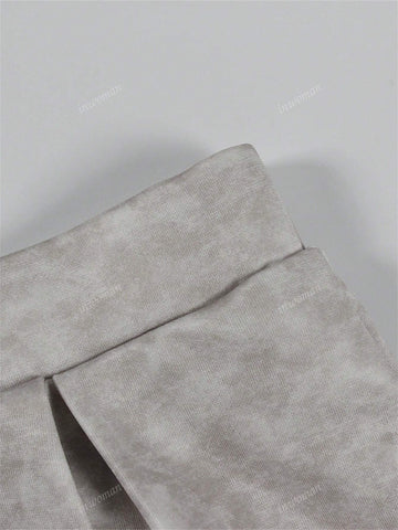 Summer Solid Color Letter Print Pit Strip Tight Spice Short Sleeveless Vest Top Pleated Skirt Suit Female