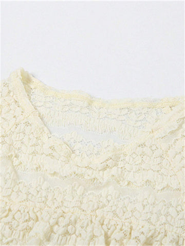 Summer Solid Color Sweet Spice Girl Solid Color Hollow Slim Pleated Short Sleeve Blouse Shorts Suit Female