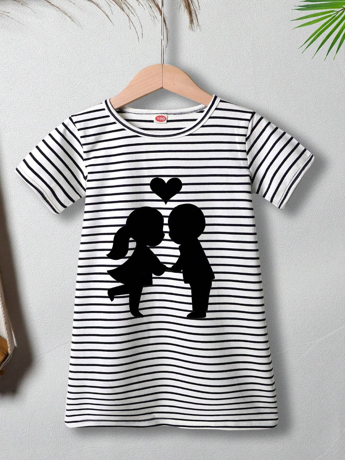 Summer Striped Short Sleeve Printed Dress For Girls