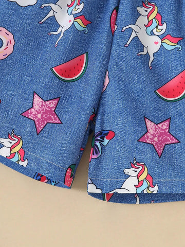 Summer Toddler Girls Casual Letter Print Short Sleeve T-Shirt And Shorts Set