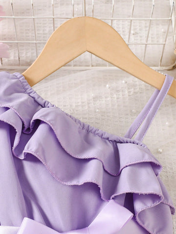 Summer Tulle Dress For Girls. It Is Made Of Flower-Patterned Tulle. Suitable For Girls Aged 4 To 7. It Is A Daily Dress