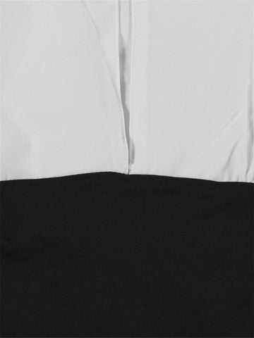 Summer Women's Sexy Slim-Fit Color Splicing Invisible Zipper Long Sleeve Lapel Short Ribbon Dress