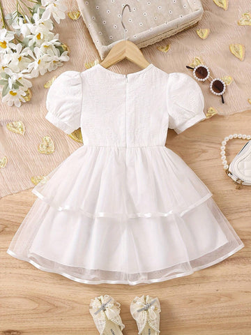 Summer Young Girl Mesh Spliced Princess Dress Cake Dress