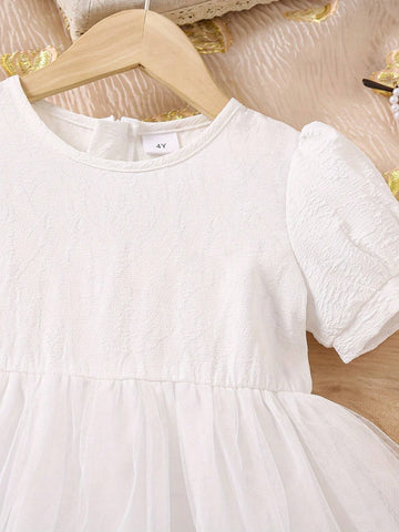 Summer Young Girl Mesh Spliced Princess Dress Cake Dress