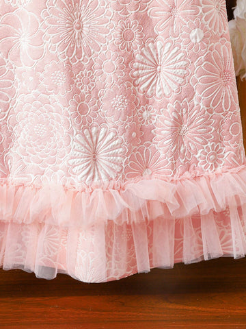 Summer Young Girl New Butterfly Flower Mesh Patchwork Dress