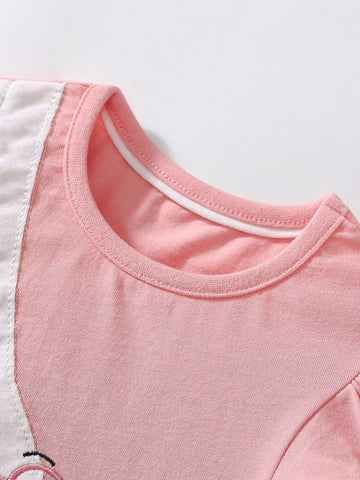 Summer Young Girls Cartoon Embroidery Short Sleeve Dress