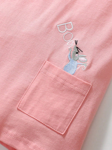 Summer Young Girls Cartoon Embroidery Short Sleeve Dress