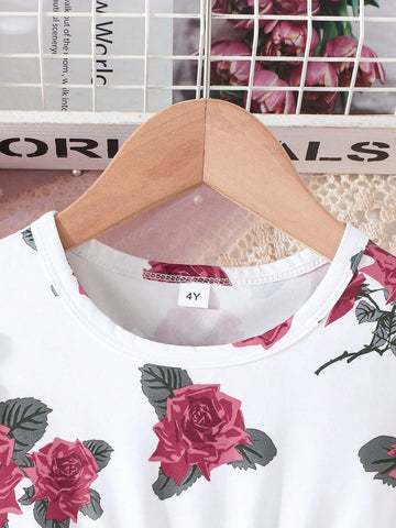Summer Young Girls' Casual Lovely Floral Printed Mesh Dress