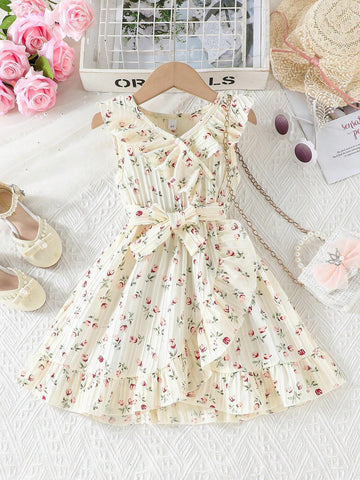 Summer Young Girls Elegant Lady-Like Floral Print Dress