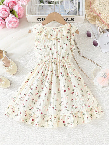 Summer Young Girls Elegant Lady-Like Floral Print Dress