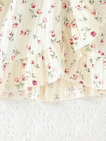 Summer Young Girls Elegant Lady-Like Floral Print Dress