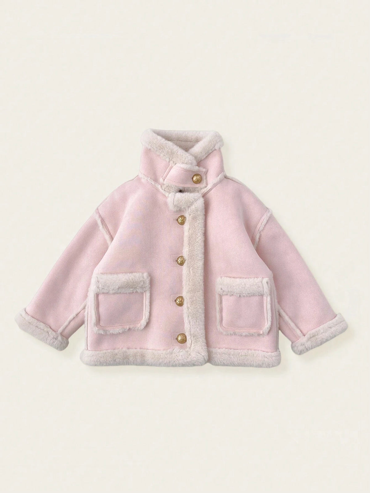 Super Fashionable Faux Deer Suede Compound Faux Rabbit Fur Warm Jacket