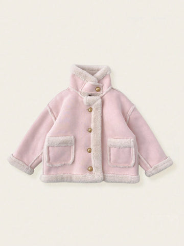 Super Fashionable Faux Deer Suede Compound Faux Rabbit Fur Warm Jacket