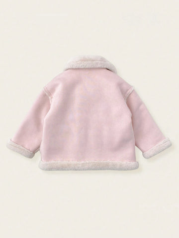 Super Fashionable Faux Deer Suede Compound Faux Rabbit Fur Warm Jacket