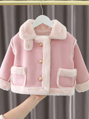 Super Fashionable Faux Deer Suede Compound Faux Rabbit Fur Warm Jacket