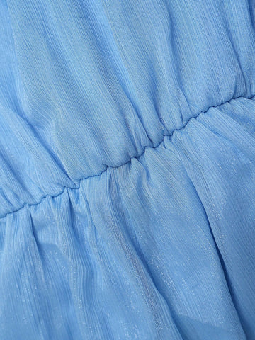 Surplice Neck Belted Chiffon Dress