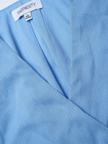 Surplice Neck Belted Chiffon Dress