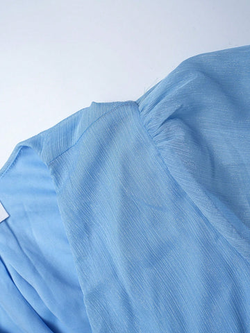 Surplice Neck Belted Chiffon Dress