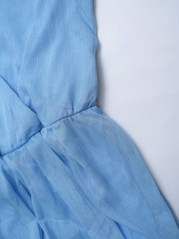 Surplice Neck Belted Chiffon Dress