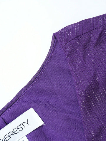 Surplice Neck Butterfly Sleeve Belted Dress