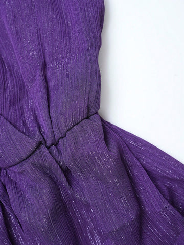 Surplice Neck Butterfly Sleeve Belted Dress