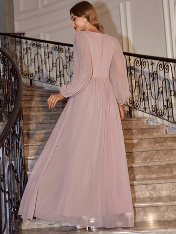 Surplice Neck Contrast Sequins Maxi Dress