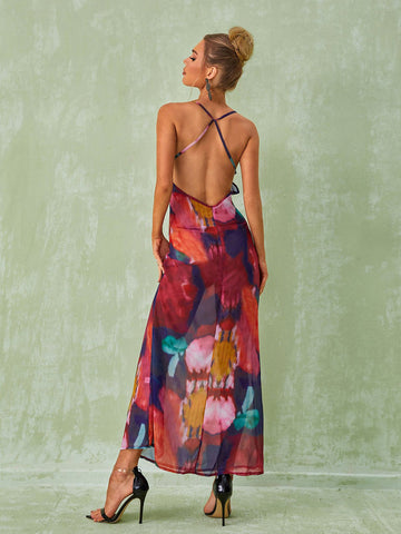 Svea Lace Leopard Printed Maxi Dress