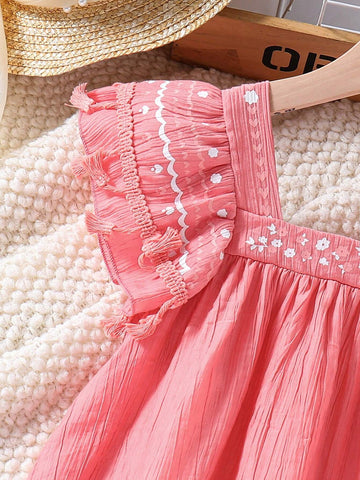 Sweet Vacation! Young Girls Fashionable Square Neckline Cap Sleeve Doll Dress. Perfect For Party & Beach Holiday In Summer