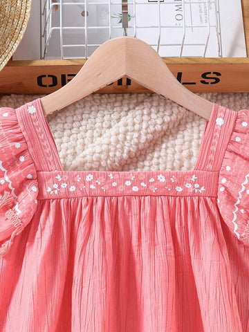 Sweet Vacation! Young Girls Fashionable Square Neckline Cap Sleeve Doll Dress. Perfect For Party & Beach Holiday In Summer