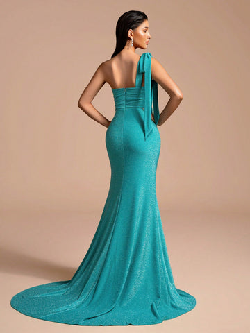 Sweetheart Neckline Fishbone Decor Front Slit Backless Ball Gown Party Dress