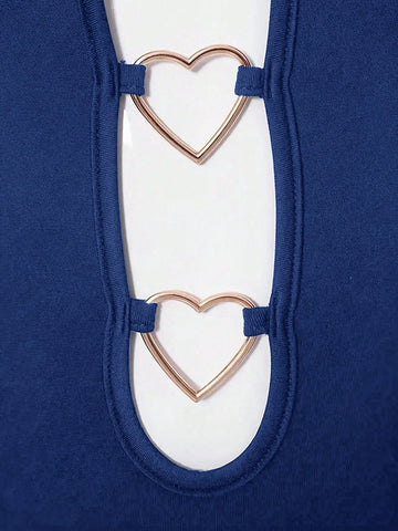 Sweetheart Neckline Strappy Bodycon Dress With Heart Shaped Ring Detail