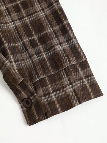 Sweetra Autumn/Winter Retro Elegant Chic Academic Style Printed Patchwork Oblique Shoulder Shirt Waist Slimming A-Line Women Dress