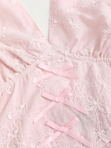 Sweetra Sweet French Jacquard Halter Backless A-Line Mini Dress, Feminine Pink Color