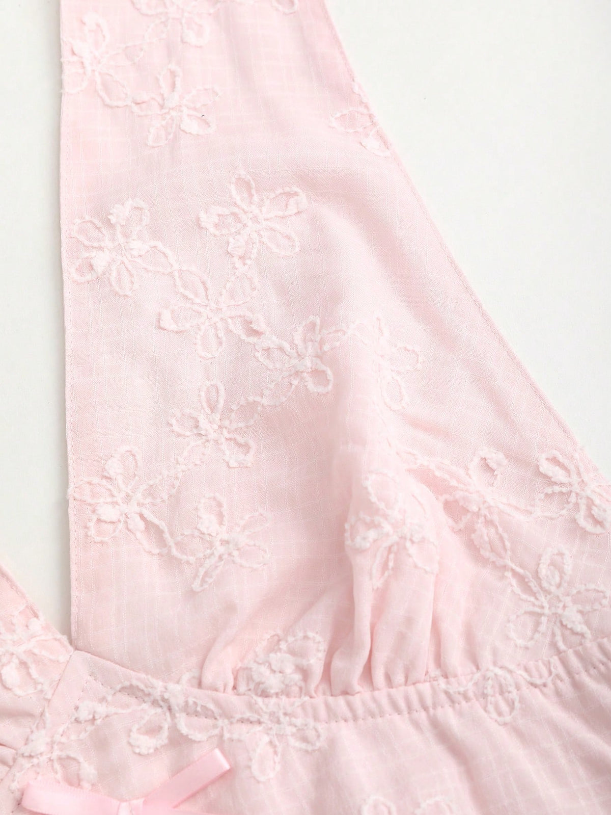 Sweetra Sweet French Jacquard Halter Backless A-Line Mini Dress, Feminine Pink Color