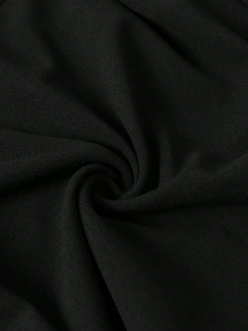 Sweetra Women Square Neck Long Sleeve Elegant Short Dress, Solid Color, Autumn