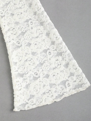 Sweetra Women's Ruffled Lace Off Shoulder Bell Sleeve Elegant Blouse