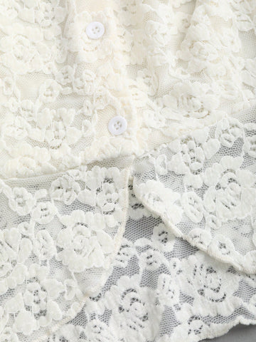 Sweetra Women's Ruffled Lace Off Shoulder Bell Sleeve Elegant Blouse