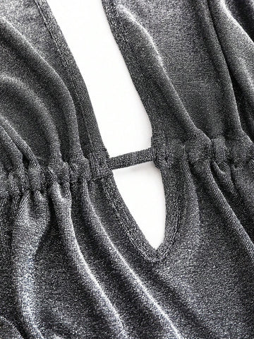 Sweetra Women's Sexy Halter Asymmetrical Criss-Cross Backless Plunge Neck Clubwear Dress