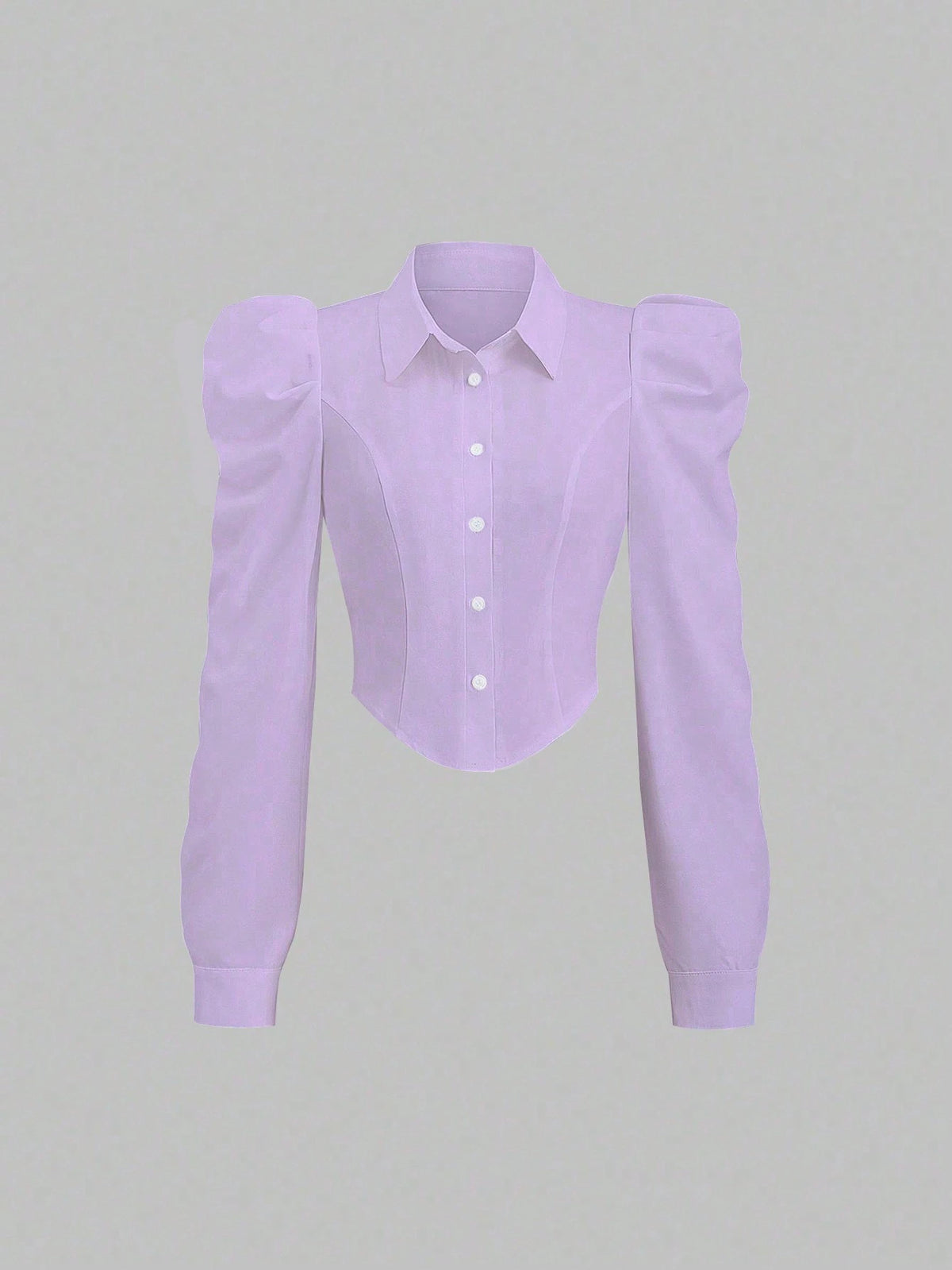 Sweetra Women's Solid Color Front Button Long Sleeve Casual Blouse, Everyday Wear