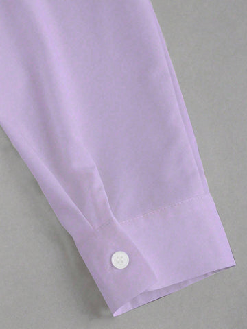 Sweetra Women's Solid Color Front Button Long Sleeve Casual Blouse, Everyday Wear