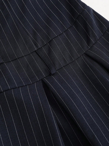 Sweetra Women's Striped Halter Button Design Casual Short Dress