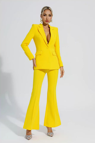 Sylvie Yellow Long Sleeve Blazer Set