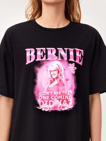 THE BIG BANG THEORY X SHEIN Women's Casual Loose T-Shirt Dress With Character And Slogan Print For Summer