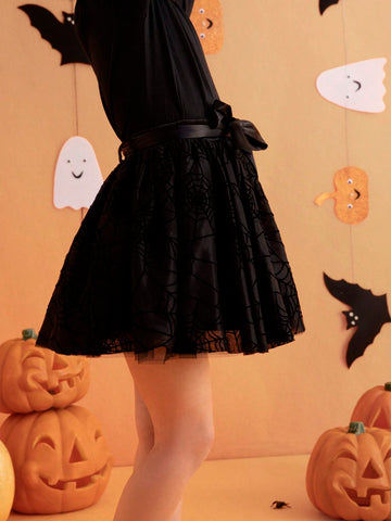 THE HAPPY LOOK Young Boys' Cute Spider Web Print Tulle Skirt, Halloween Theme