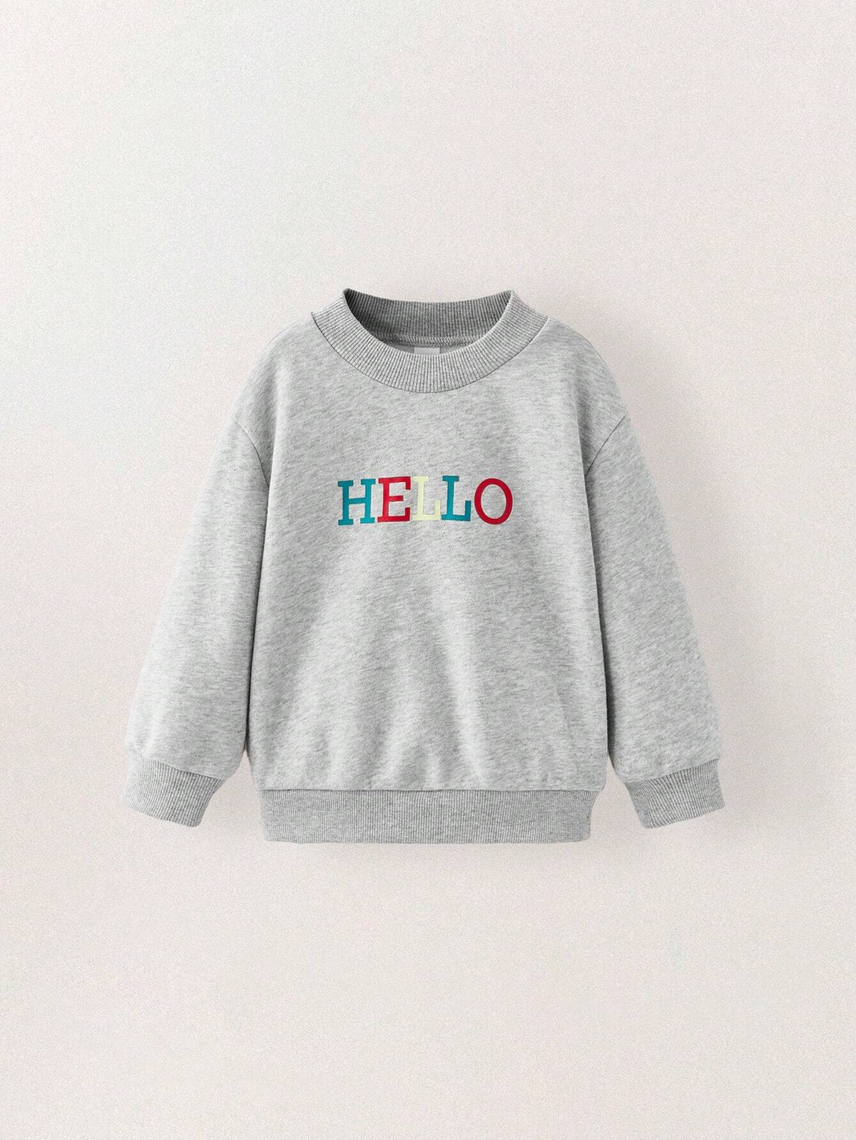 THE HAPPY LOOK Young Girl Grey Letter Print Basic Style Sweatshirt
