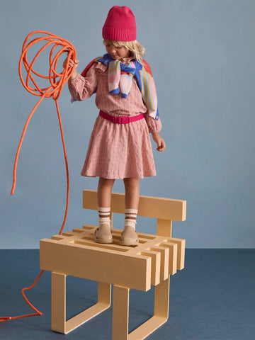 THE HAPPY LOOK Young Girl's Autumn Frill Trim Plaid Button-Up Casual Blouse