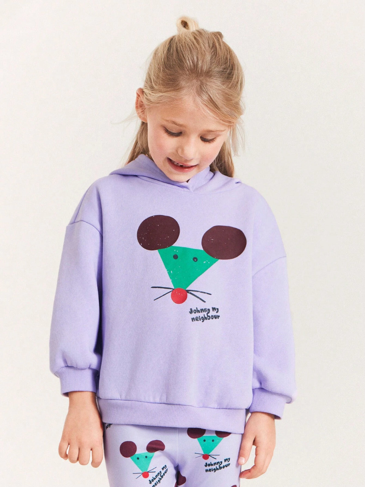 THE HAPPY LOOK Young Girls Casual Cute Mouse Graphic Crew Neck Drop Shoulder Long Sleeve Sweatshirts, Suitable For Autumn And Winter
