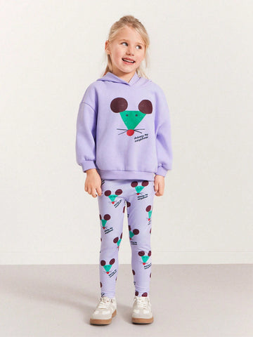 THE HAPPY LOOK Young Girls Casual Cute Mouse Graphic Crew Neck Drop Shoulder Long Sleeve Sweatshirts, Suitable For Autumn And Winter