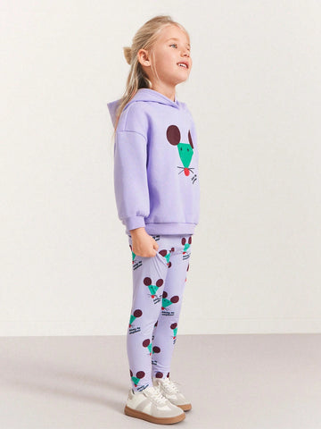 THE HAPPY LOOK Young Girls Casual Cute Mouse Graphic Crew Neck Drop Shoulder Long Sleeve Sweatshirts, Suitable For Autumn And Winter